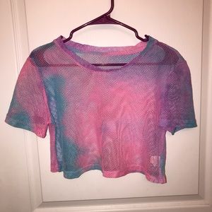 Rave concert see-through mesh shirt crop top